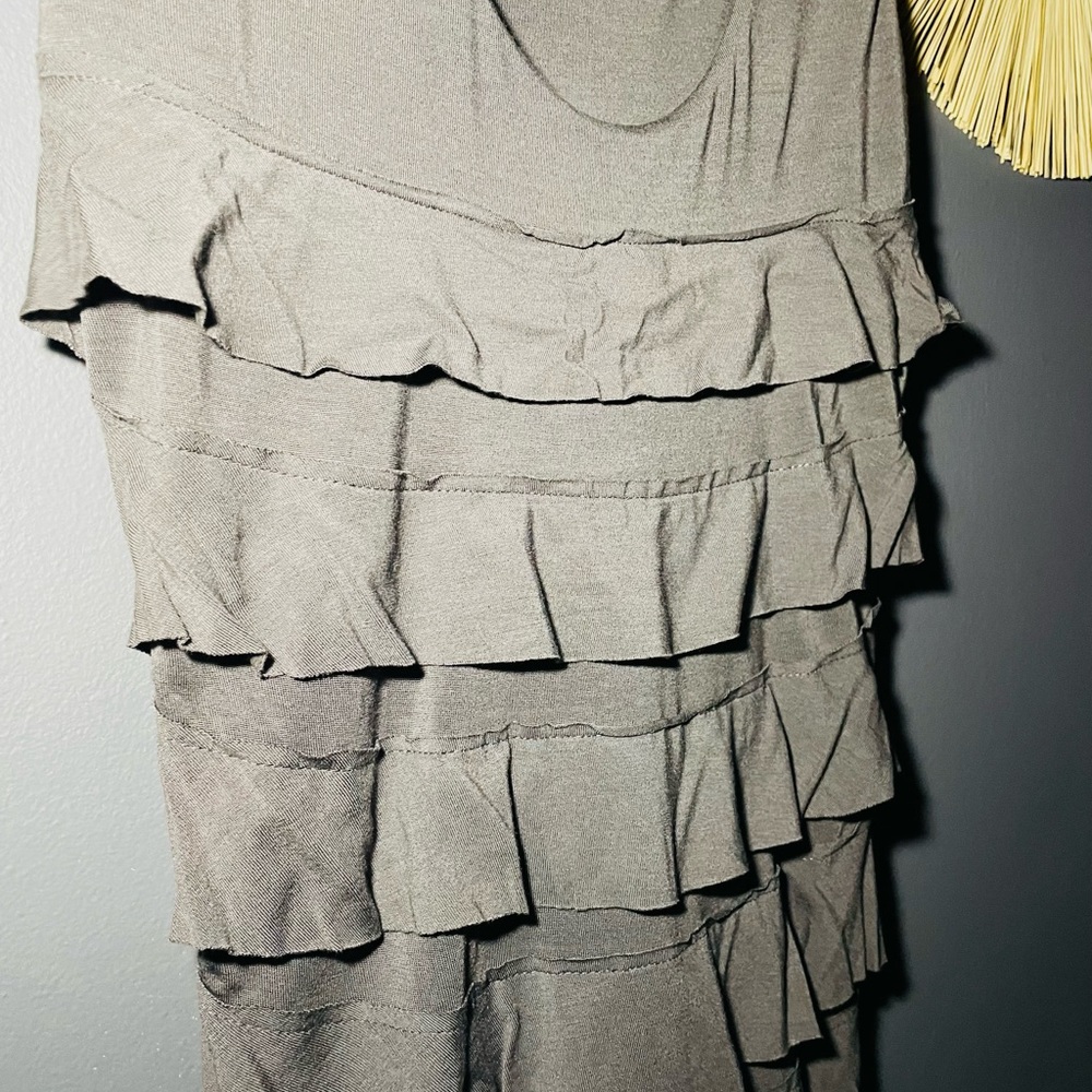 MIDI GREY RUFFLE DRESS - Picture 2 of 6